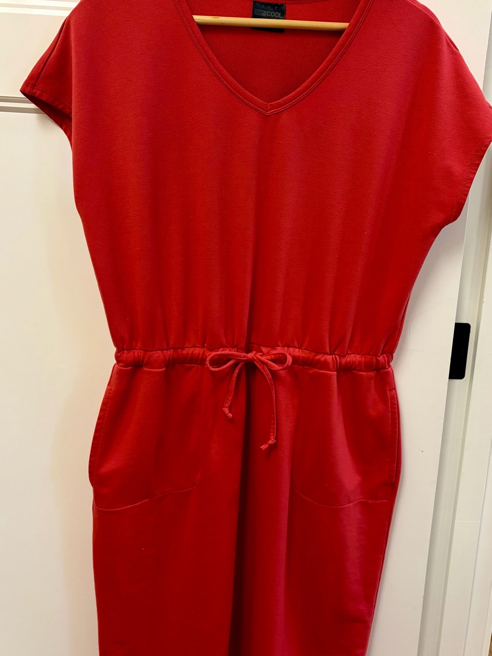 32 Degrees coral V‑Neck One‑Piece Dress with Drawstring Waist